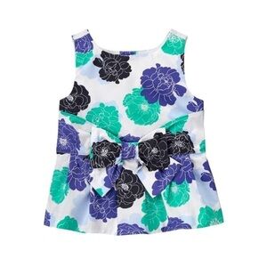 2/40 NWT Janie and Jack Teal Floral Bow Peplum Top Parisian Daydream Size 2T